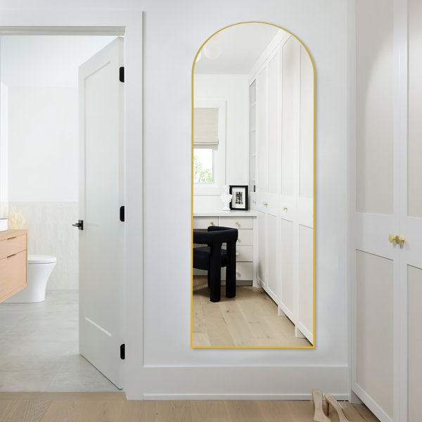 Mercer41 Sabbattus 64"x 21" Arched Metal Full Length Mirror Floor and